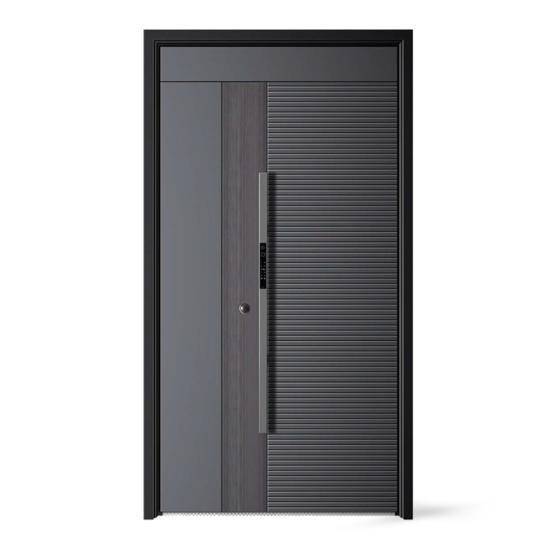 Grijs design glazen inzet metalen buiten stalen voordeur Grijs design glazen inzet metalen buiten stalen voordeur