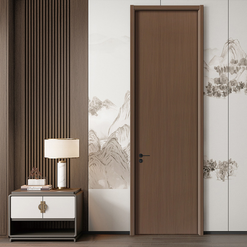 Zwart notenfineer PVC massief houten binnendeur Zwart notenfineer PVC massief houten binnendeur